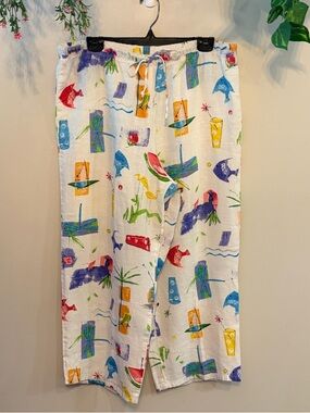 HOT COTTON by Marc Ware 100% Linen Beach Theme Pants